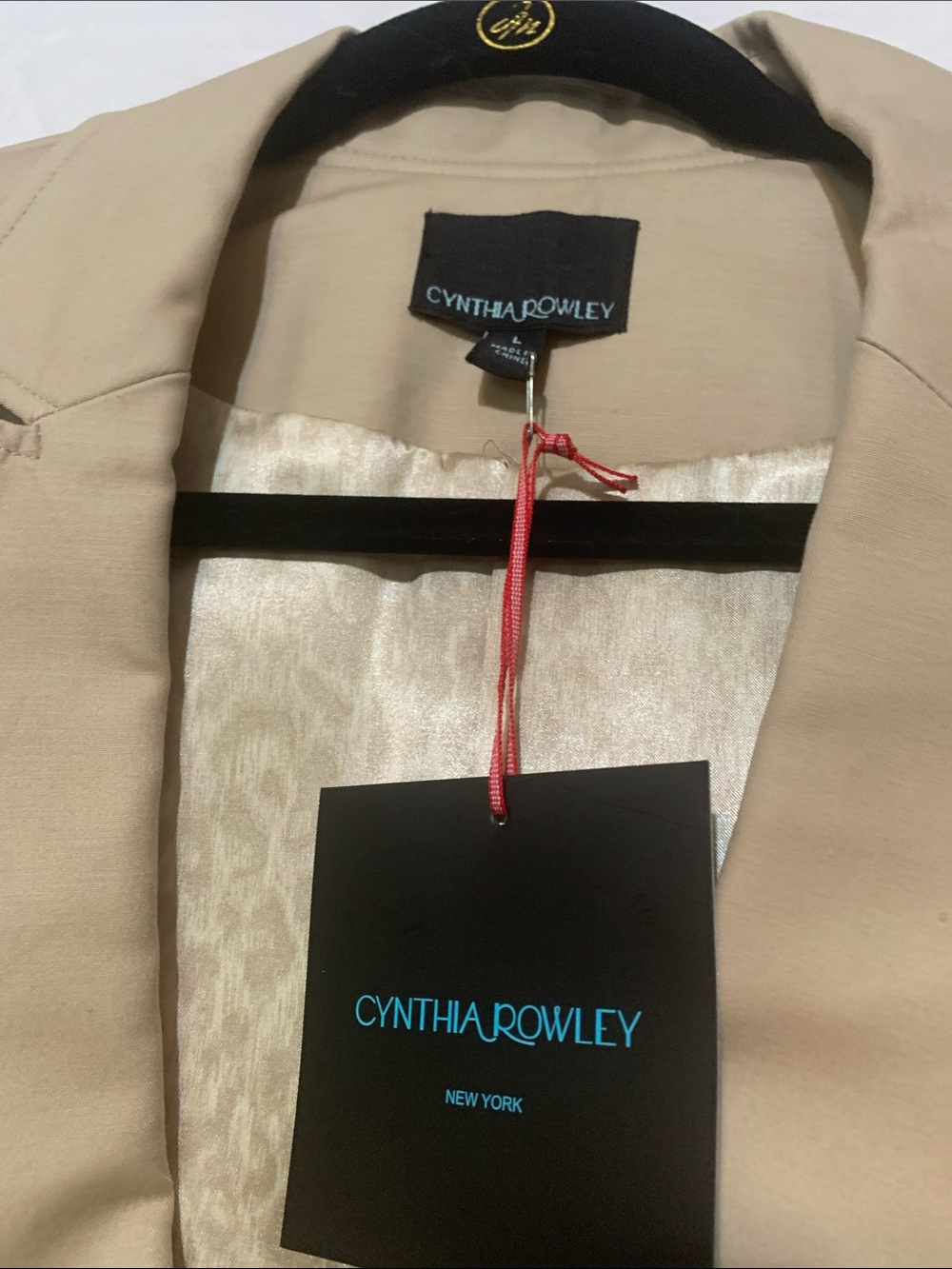 CYNTHIA ROWLEY Khaki colored 97% Cotton Blazer Jacket LARGE NEW NWT - Picture 2 of 8